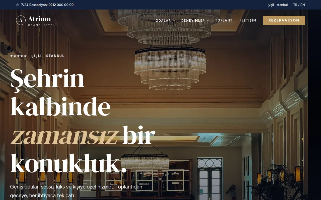 Butik Şehir Oteli Web Sitesi — Atrium Grand Hotel